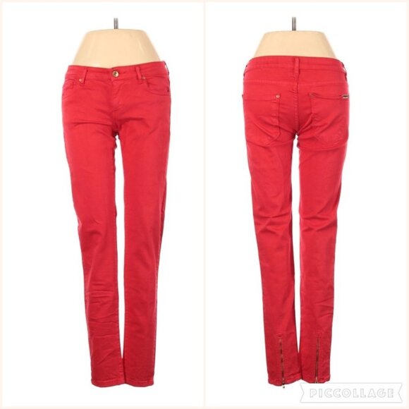 Leara Woman Denim - Leara Woman Red Slim Fit Skinny Jeans Size 2